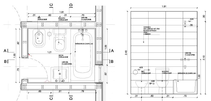Plan salle de bain technique